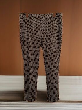 Rafaella Comfort Black & Gold Geometric Stretch Pants w/Ankle Buttons-10-EC